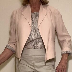 CAbi blush pink flutter jacket and matching silk shell